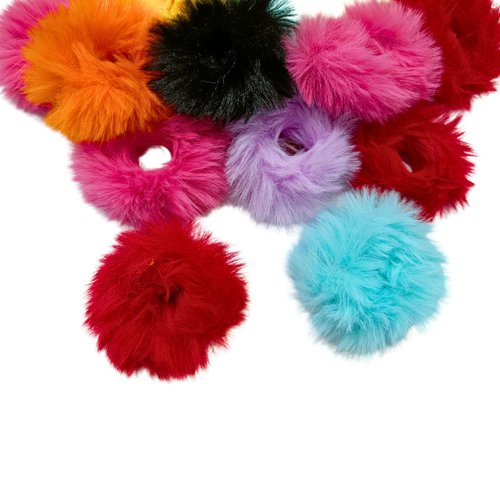 Fluffy Scrunchies Rubber Hair Bands Multicolor Soft For Beautiful Women Elastic fur ponytail holder Multi-Color Ponytail Holders pack of 3