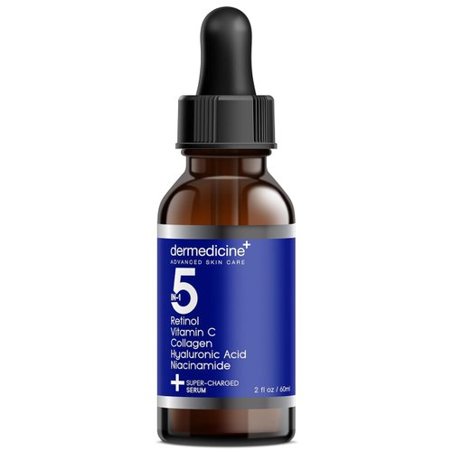 5 in 1 Potent Face Serum with Retinol, Vitamin C, Collagen, Hyaluronic Acid, Niacinamide | May Help Improve Appearance of Fine Lines and Reduce Appearance of Dark Spots | 2 fl oz / 60 ml