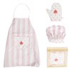 WoodenEdu Kid Apron and Chef Hat Set, 3 Pcs Children Cooking Baking Set Kits Role Play Chef Toy Kid Cooking Gift for Girls Boys (Pink)