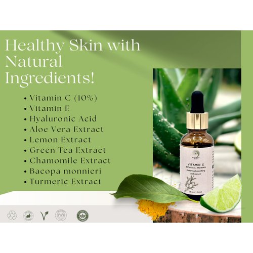 Vitamin C Face Serum - Brightening, Hydrating, Glowing Skin with Hyaluronic Acid, Turmeric, Vit E, Green Tea Extract, Anti Aging for Fine Lines & Wrinkles, Under Eye, Dark Spot Remover Serum – 1 Fl Oz