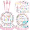 80pcs Pool Party Supplies Decorations, Summer Pool Dessert Plates Napkins Forks Tableware Summer Beach Hawaiian Theme Baby Kids Birthday Party Favors 20 Guests