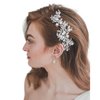 Evild Rhinestone Wedding Hair Comb Leaf Bead Headpieces Clip Crystal Bridal Headdress Flower Accessories for Brides and Bridesmaids (Silver)