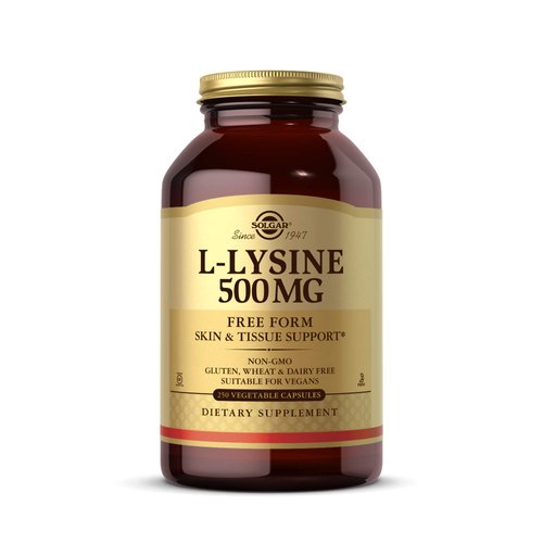 Solgar L-Lysine 500 mg, 250 Vegetable Capsules - Enhanced Absorption & Assimilation - Promotes Integrity of Skin & Lips - Collagen Support - Amino Acids - Non-GMO, Vegan, Gluten Free - 250 Servings