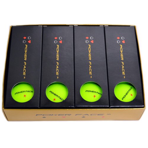 Poker Face M - Premium Matte Finish Color Distance Golf Balls (Yellow Green)