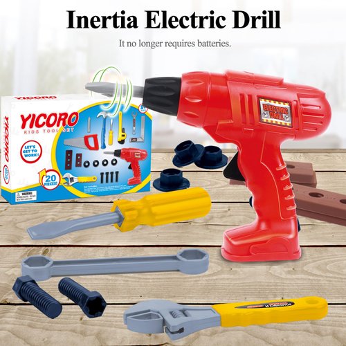 YICORO Kids Tool Set – 20 PCS Toddler Tool Set with Toy Drill, Pretend Play Kids Toys, Toy Tools for Kids Ages 3,4,5,6,7,8 Years Old, Boy Toys