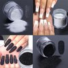 Vonrui Superfine French Nail Glitter Powder - Black White Snow Design Nail Sugar Powder Shiny Effect Candy Glitter Flakes Pigment Dust Gel Polish Manicure Accessories DIY Crafts (2 Bottles)