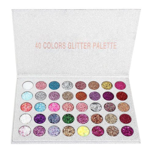 SUMEITANG 40-Color Ultra Shimmer Glitter Eyeshadow Palette: Professional, Chunky & Fine Glitter Pressed Glitter Eye Shadow Powder for Eyes, Face, & Body – Glitter Makeup Palette for Women & Girls