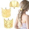 3Pcs Gold Hair Cuffs, Gold Ponytail Cuff Tail Hairpins Clip, Metal High Tail Hair Clip Ponytail Hair Clip for Ladies Long Hair, Hair Band Delicate Hair Cuffs for Ponytails Women Girl Thick Hair Rings