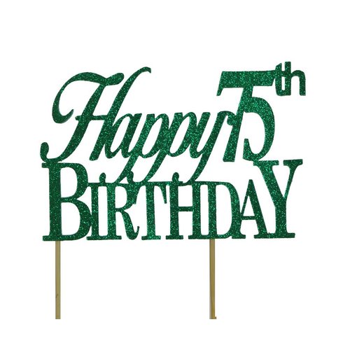 All About Details Happy 75th Birthday Cake Topper,1pc, 75th Birthday, Cake Decoration, Party Decor (Green)