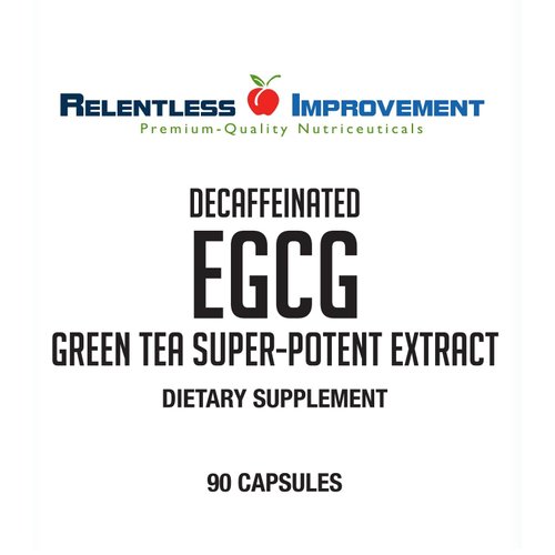 Relentless Improvement EGCG Green Tea Extract 90 Capsules 670mg Extract Per Capsule Standardized to 98%+Polyphenols 60% EgCG Very Low Caffeine Blood Health Support