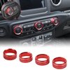 JeCar Air Conditioner Switch Knob Cover & Headlight Knob Cover Aluminum Alloy AC Button Trims Compatible with Jeep Wrangler 2018-2023 JL JLU & 2020-2023 Gladiator JT with Specific Dial Panel, Red