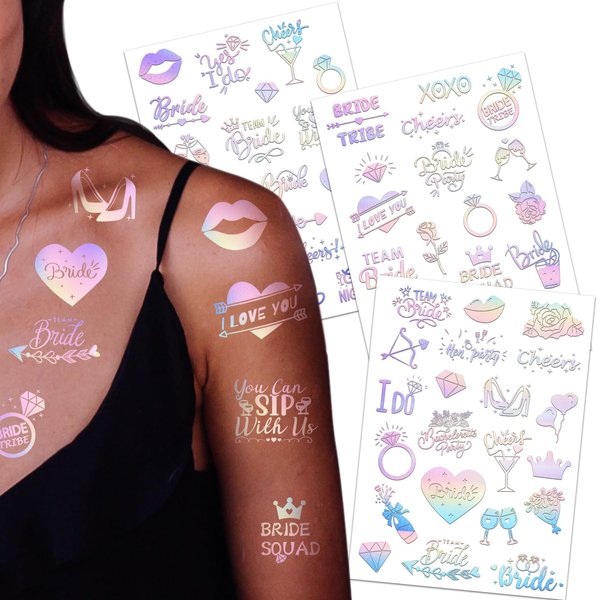 60 Styles of bachelorette party Tattoos,waterproof long lasting tattoo sticker,iridescent temporary tattoos,Bachelorette Party Decoration