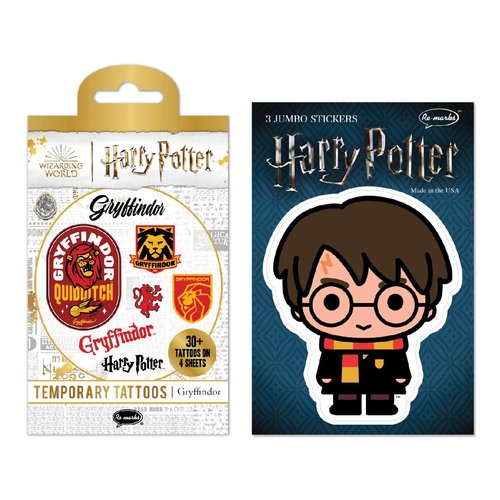 Re-marks Harry Potter Temporary Tattoos + Jumbo Stickers (Gryffindor) for All Ages
