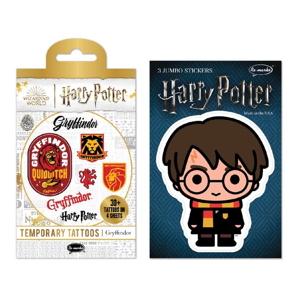Re-marks Harry Potter Temporary Tattoos + Jumbo Stickers (Gryffindor) for All Ages
