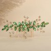 Rumtock Emerald Green Crystal Gold Hair Comb for Women Wedding Bridal Hair Piece Handmade Side Headpiece with Rhinestones (Emerald)