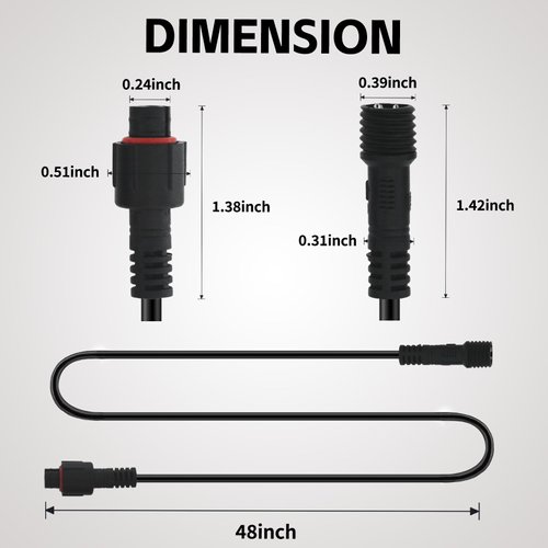 Auto Buero 4 PCS 4FT 3 Pin RGB Rock Light Extension Wire, Waterproof LED Rock Lights Extension Cable for Trucks, Motorcycles, Cars, ATVs