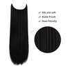 Halo Hair Extensions Adjustable Long Straight Hairextension Synthetic Wig Upgrade 4 Secure Clips in Hairpieces Invisible Wire Hair Extension (Black)
