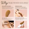 gwynth Teak Wood Gua Sha Facial Tool for Face and Body Massage, Anti-Aging Reduce Puffiness Wrinkles Shape Jawline Skincare Routine Treatment, Wooden Gua Sha Massager with Travel Pouch for Gift Set