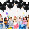 LIYDE 6 Pcs Mouse Head Balloon, 24'' Black Aluminum Foil Balloon for Birthday, Baby Shower Decorations