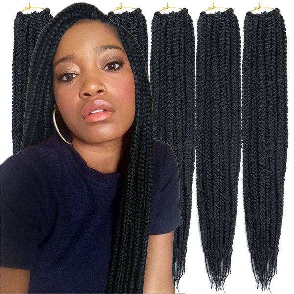 Mayloss 6 Packs/Lot (14/18/24/30) inch 1cm 20 Strands/Pack Thin 3X Box Braid Crochet Hair Extensionin Diameter 3X Synthetic Braid Hair Extensions Crochet Braids Hair Color(24Inch 1)