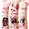 Oottati 15 Sheets Halloween Looks Real Fake Scar Eye Spider Wound Horror Monster Skull Blood Hand Temporary Tattoos Suit for Kids