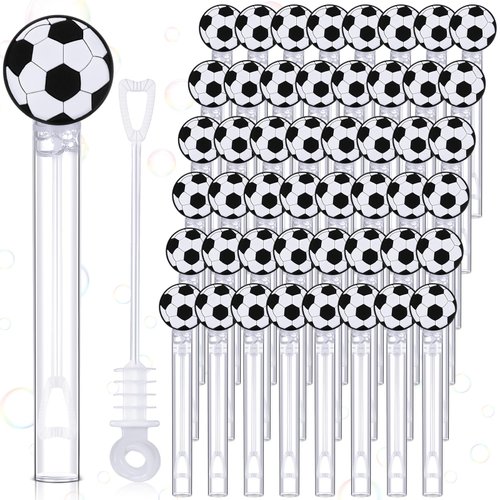 Silipull 48 Pcs 4.2'' Soccer Bubble Wand for Kids, Mini Bubble Wands Bubbles for Soccer Party Favors, Football Birthday Goodie Bags Filler, Bubble Blowing Toys for Sports Team Prizes Gifts