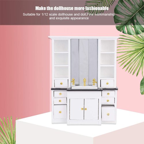 Okuyonic Dollhouse Furniture, Elegant Color Fine Workmanship Dollhouse Furniture Dollhouse Accessories Suitable for 1/12 Scale Dollhouse(White)