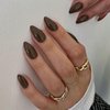 Brown Almond Shaped Nails,Press on Nails KXAMELIE Glue on Nails Almond for Women,Acrylic Nails Press on Medium Length Stick on Nails for Women Girls Daily Work Wear