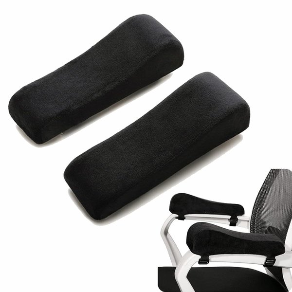 2pcs Office Chair Arm Covers, Ergonomic Chair Arm Pads with Memory Foam Armrest Elbow Pillow Forearm Pressure Relief for Office Chairs Gaming Chair (Black)