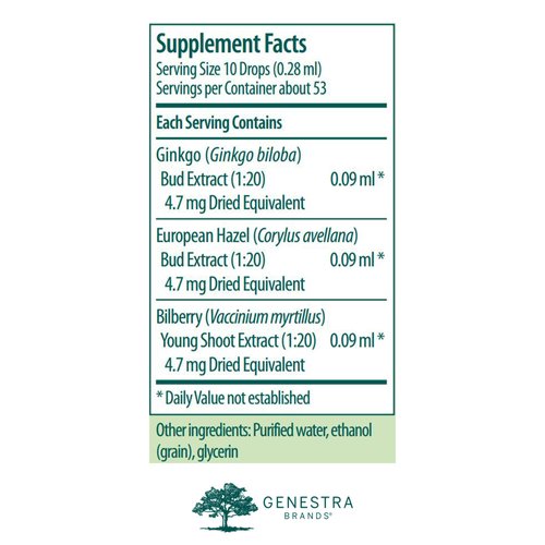 Genestra Brands Micro-gen | Gingko, European Hazel, and Bilberry Herbal Supplement | 0.5 fl. oz.
