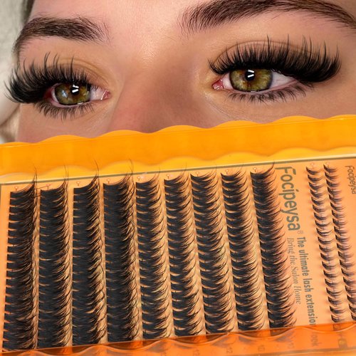 Focipeysa Lash Clusters 80D Eyelashes Extensions Wispy Fluffy Cluster Eyelashes 10-16mm Volume Cluster Eyelash Extensions 220Pcs D Curl Individual Lashes Extension Soft Eyelash Clusters DIY Lash