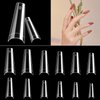 600PCS Half Cover Coffin Nail Tips - Acrylic Nail Tips, krofaue 12 Size Clear Nail Tips, Half Cover Acrylic False Nail Tips With Box for Nail Tips Art Salons and Home DIY (Clear)