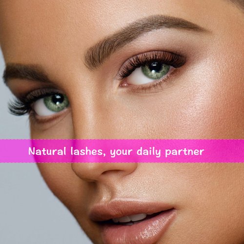 DAODER 10MM False Eyelashes Thick Short Mink Lashes Natural Look With Clear Band D Curl Lash Extension Look False Lashes Strip for Daily Wear 10Pairs(10mm Clear Band)