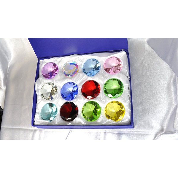 Gift Box Set 12 Beautiful Birthstones Paperweight Glass Diamond 60mm Crystal Art