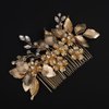 BERYUAN Wedding Gold Rhinestone Hair Comb Gold Flowers Leaves Hair Side Comb Wedding Hair Accessories Vintage Flowers Leaves Crystal Headpiece for Wedding Women