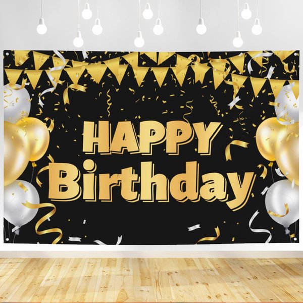 Happy Birthday Banner Birthday Party Banner Decorations Blue and White Birthday Banners Sign Gift for Men Women Boys Girls 6X4Ft
