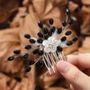 JONKY Flower Wedding Hair Comb Black Crystal Hair Piece Rhinestone Bridal Hair Accessories for Women