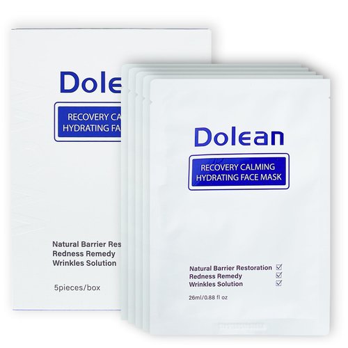 Dolean Face Masks Skincare Sheet Mask- Recovery Calming Hydrating Facial Mask For Women With Msm Collagen, Wrinkles Solution,Redness Remedy,Natural Barrier Restoration (Pack Of 5)