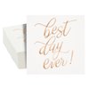 BLUE PANDA 50-Pack Best Day Ever Napkins - Disposable Napkins for Wedding Reception, Bridal Shower, Engagement Party (Rose Gold, 5x5 In)