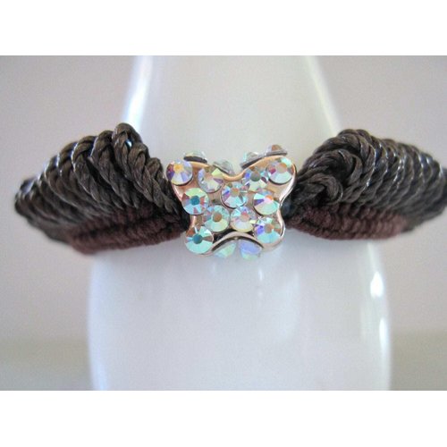 Generic Butterfly shaped hair tie pony tail holder scrunchie with crystals (Primary color: Black), 1 Count (Pack of 1)
