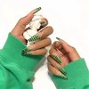 BABALAL Press on Nails Long Coffin Fake Nails Green Glue on Nails French Tip Acrylic Nails 24Pcs Ballerina Long False Nails with Crocodile pattern Design Nails for Women and Girls