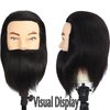 Male Mannequin Head with Beard 100% Human Hair Haircut Manikin Head for Cosmetology Straight Thick Hair Doll Head with Human Hair with Stand Practice Cutting Styling