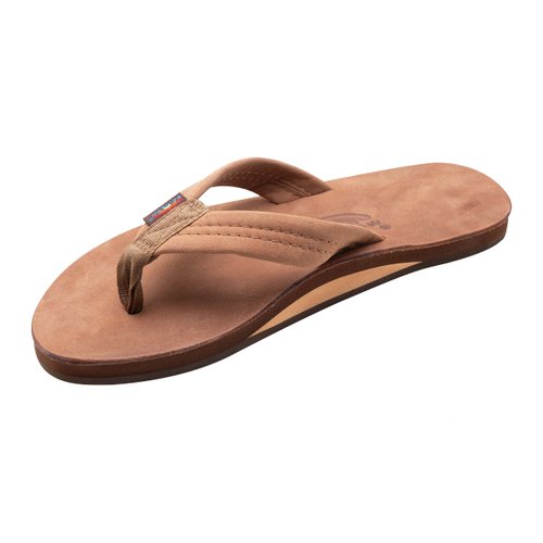 Rainbow Sandals Mens Luxury Leather - Single Layer Arch Support, Nogalas Wood, Mens size L / 9.5-10.5