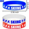 24PCS Skiing Themed Rubber Bracelets Sport Slicone Wristbands Snowboard/Skier Party Supplies Birthday Baby Shower Party Favors