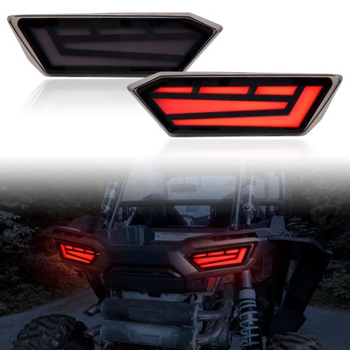 SAUTVS Smoked Black LED Rear Brake Stop Lights Taillights Tail Lamps for Polaris RZR 900 1000 S XP 4 Turbo 2014-2019/ RZR Trail S 900 1000 2020-2023 Accessories (2PCS, 2412341/ #2412342)