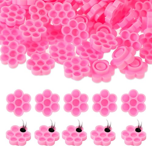 JJUNW 200 Pieces Lash Glue Holder, Lash Glue Flower Cups, Eyelash Extension Glue Holder, Lash Glue Tray Glue Holder Glue Rings Lash Extension for Women Girls Eyelash Extension Supplies (200)