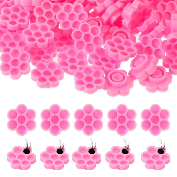 JJUNW 200 Pieces Lash Glue Holder, Lash Glue Flower Cups, Eyelash Extension Glue Holder, Lash Glue Tray Glue Holder Glue Rings Lash Extension for Women Girls Eyelash Extension Supplies (200)