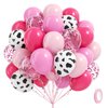 60pcs Cowgirl Balloons, Hot Pink Light Pink Confetti Cow Print Latex Balloons for Farm Cowgirl Bridal Shower Bachelorette Birthday Party Decorations