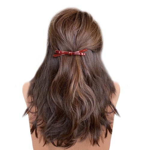 4 Pack Shiny Bow Acrylic French Barrettes Acetate Hair Barrettes for Fine Hair Chic Ponytail Hair Clips for Styling Long Hair (Green)