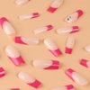 ANDGING French Tip Press on Nails Long Square Pink Fake Nails with Design Glue on Nails for Women Girls Acrylic False Nails Full Cover Stick on Nails Manicure Press on Nail for Wedding 24Pcs AB21